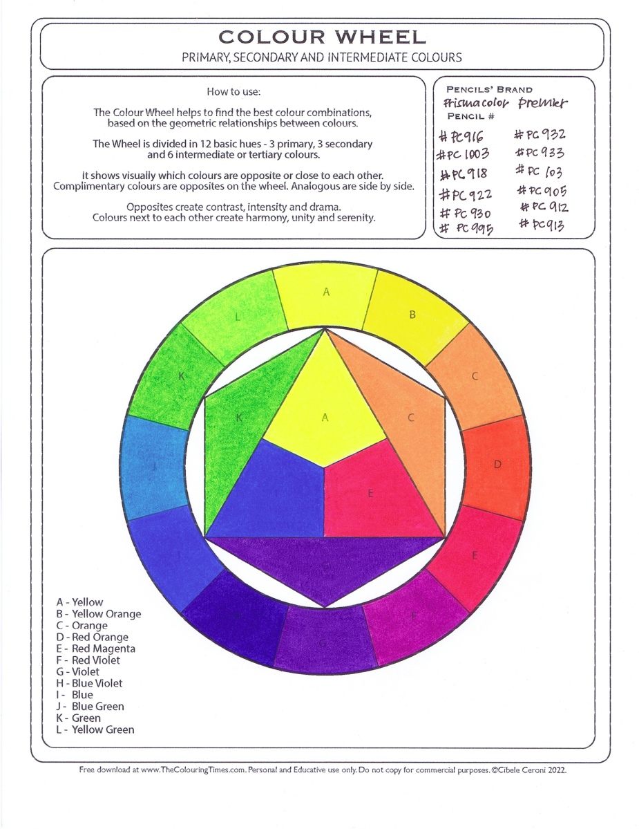 Free Printable Color Wheel, Color Theory Notes, Altenew Artist Marker Swatch  Printable – Stamping Imperfection